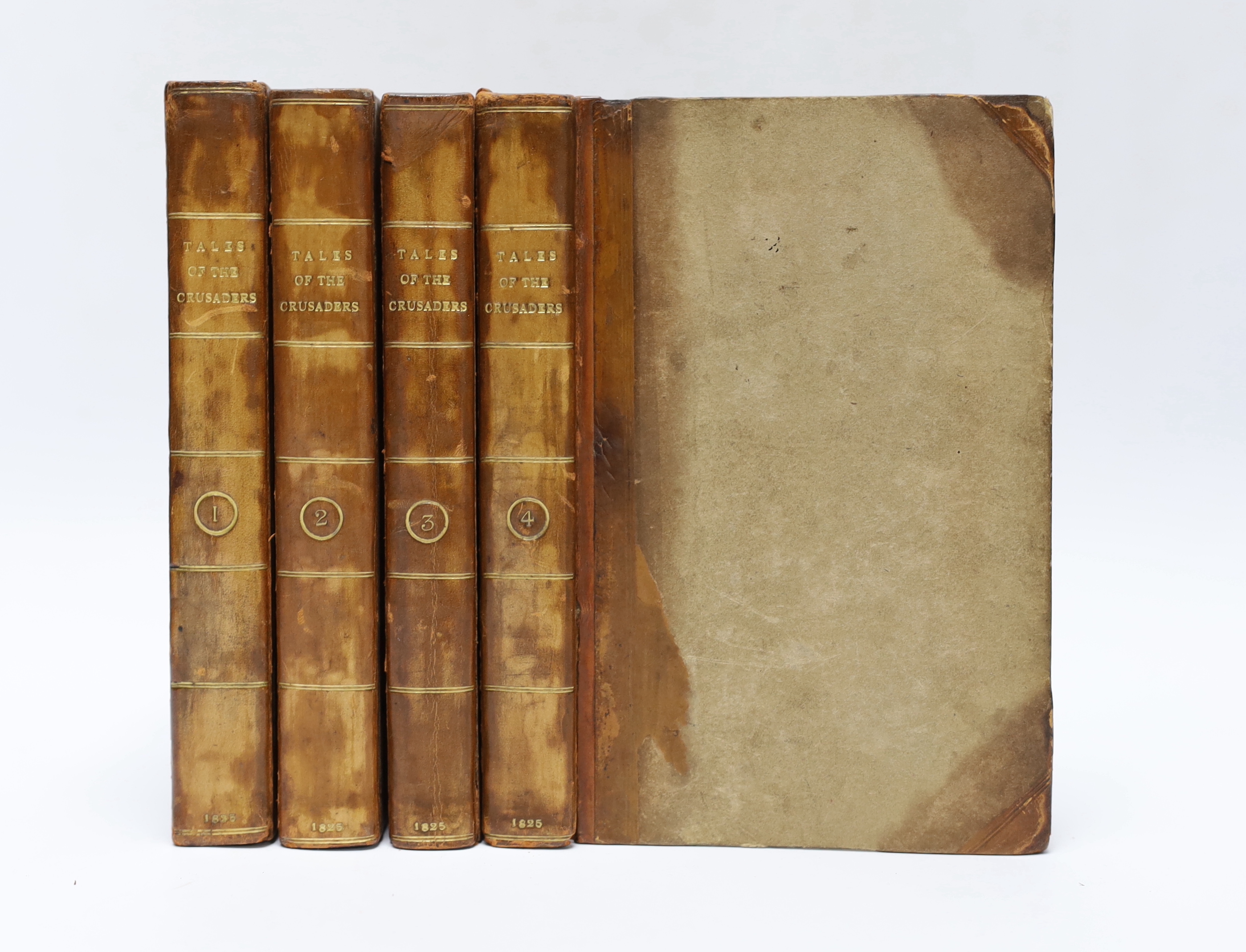 Scott, Sir Walter - Tales of the Crusaders, 1st edition, 4 vols, 8vo, half calf rebacked, half titles to each vol., 4p. publisher’s catalogue at end of vol. 4, Archibald Constable, Edinburgh, 1825